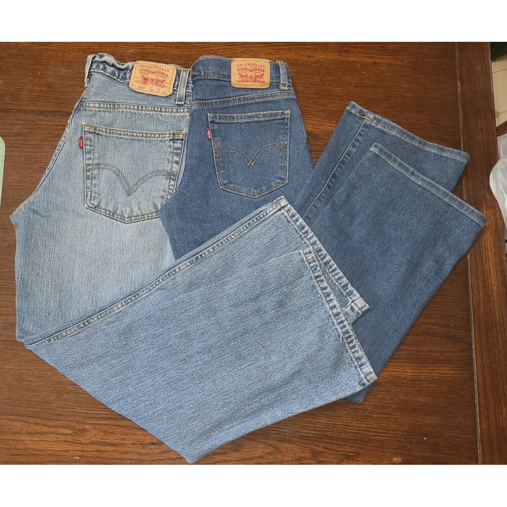 LOT OF 2 Vintage Levi’s Jeans Size 14 Reg 569 Loose Straight & Wide Leg...
